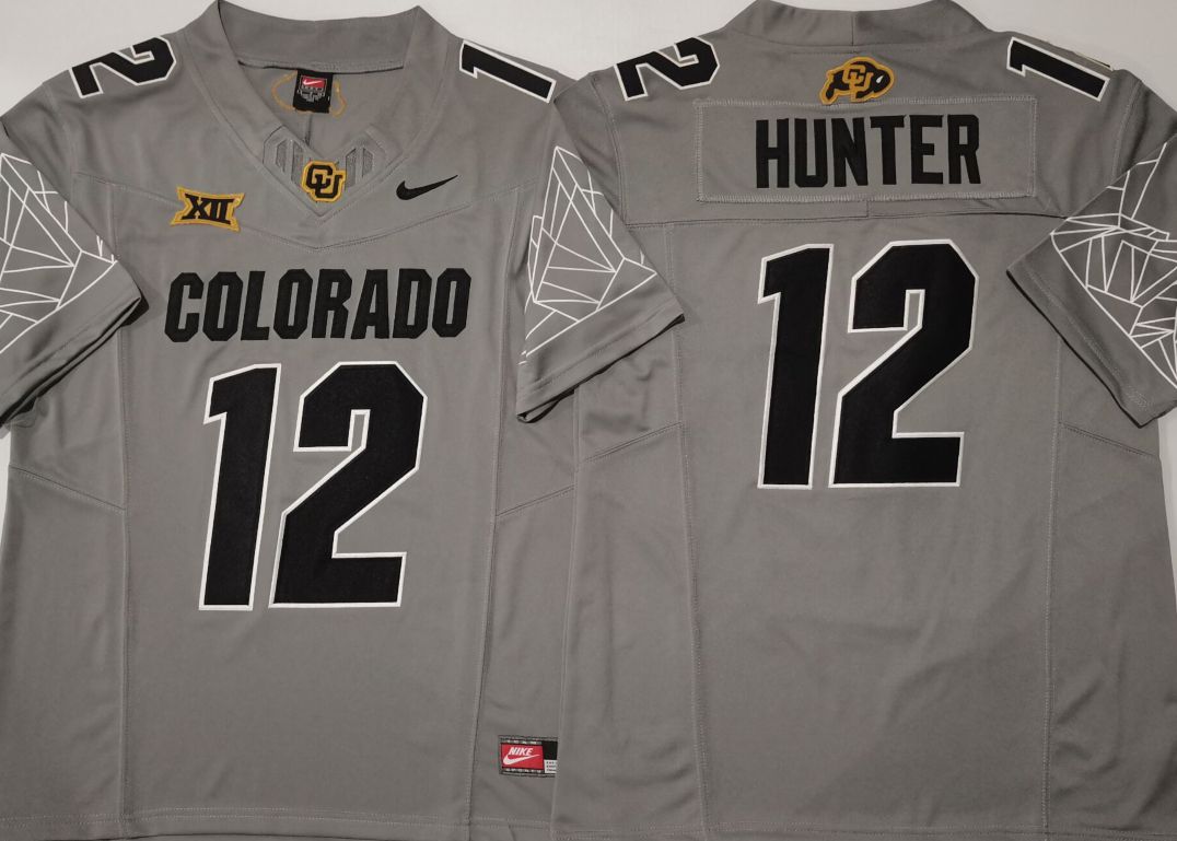 Men Colorado Buffaloes #12 Hunter Grey 2025 Nike Limited NCAA Jersey->more ncaa teams->NCAA Jersey
